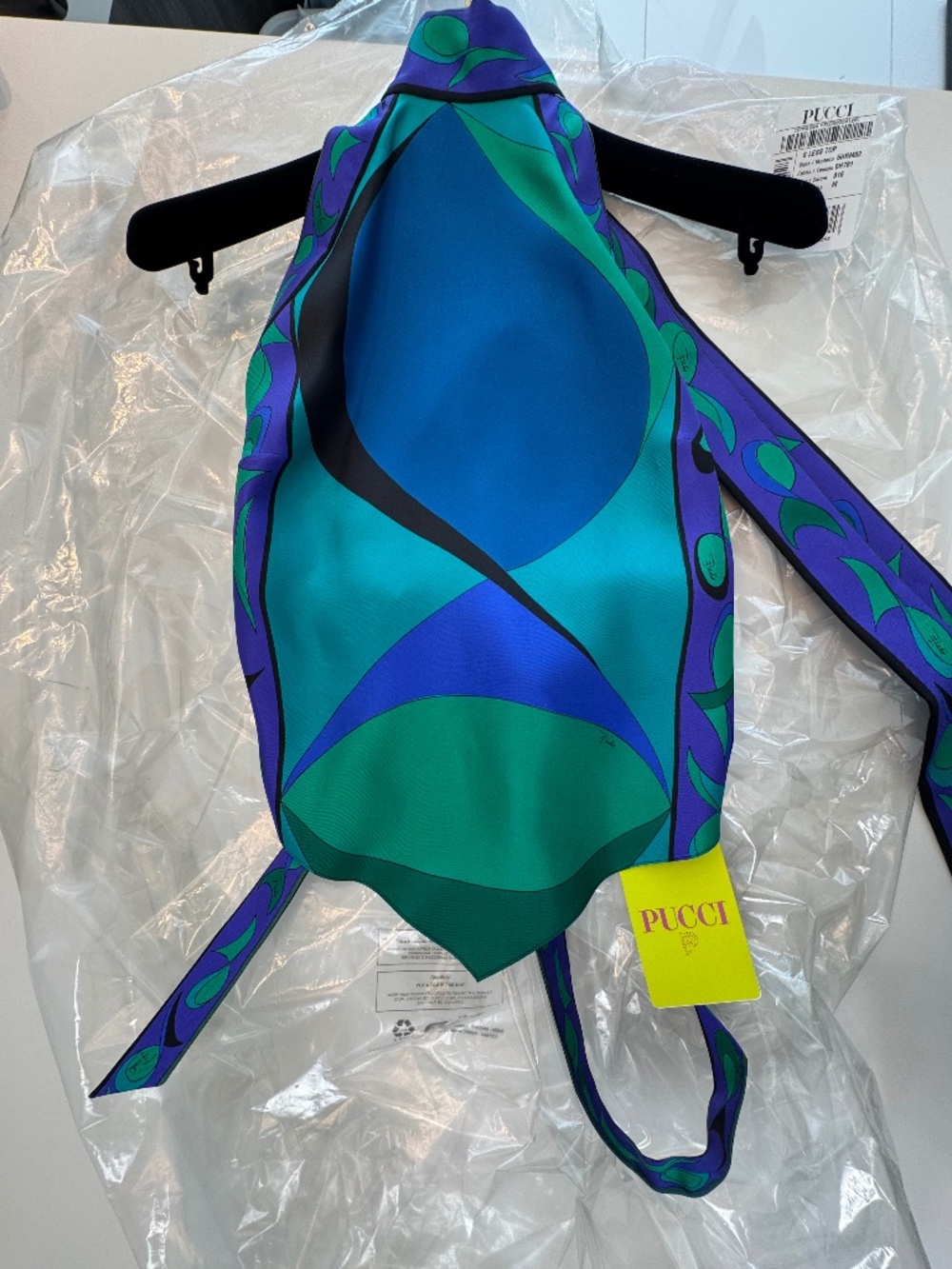 Emilio Pucci Pesci-Print Silk Twill Halter Scarf Top - SMERALDO